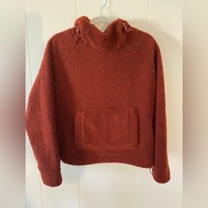 Vince Maroon Sherpa Knit Scuba Hoodie Pullover XS Oversized